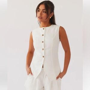 Peppermayo Exclusive - Born For Bordeaux Linen Vest - White